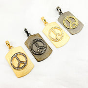 Diamond Sterling Silver Rectangle Peace Pendant